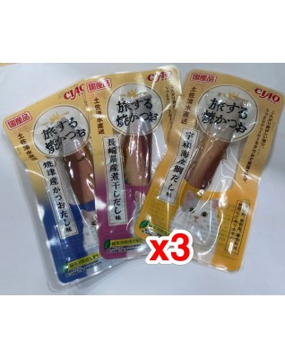 CIAO 貓小食 - CIAO 旅する焼かつお 和風だしセレクション 3本 x 每本$12=$36
