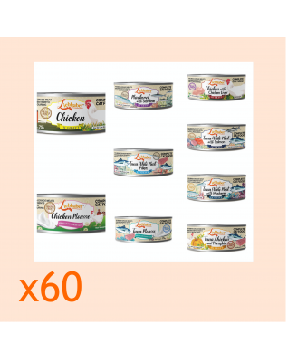 Liebhaber - 無穀慕絲肉汁貓主食罐60罐優惠套裝 (可混味) 75g x 60/每罐$11 =$660